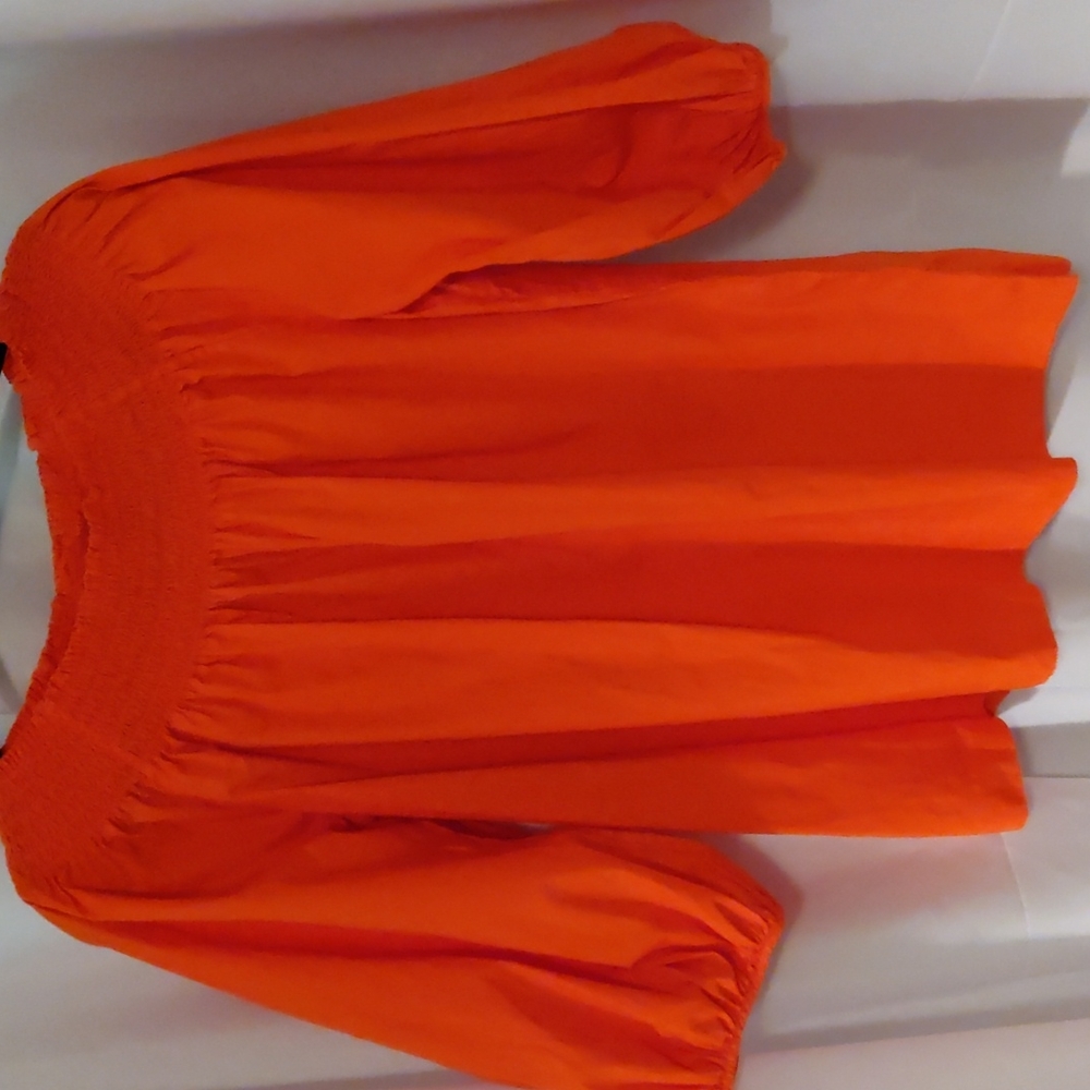 Liz Claiborne, XL, Orange, Scoop smock neck blouse, 3/4 sleeve, NWOT